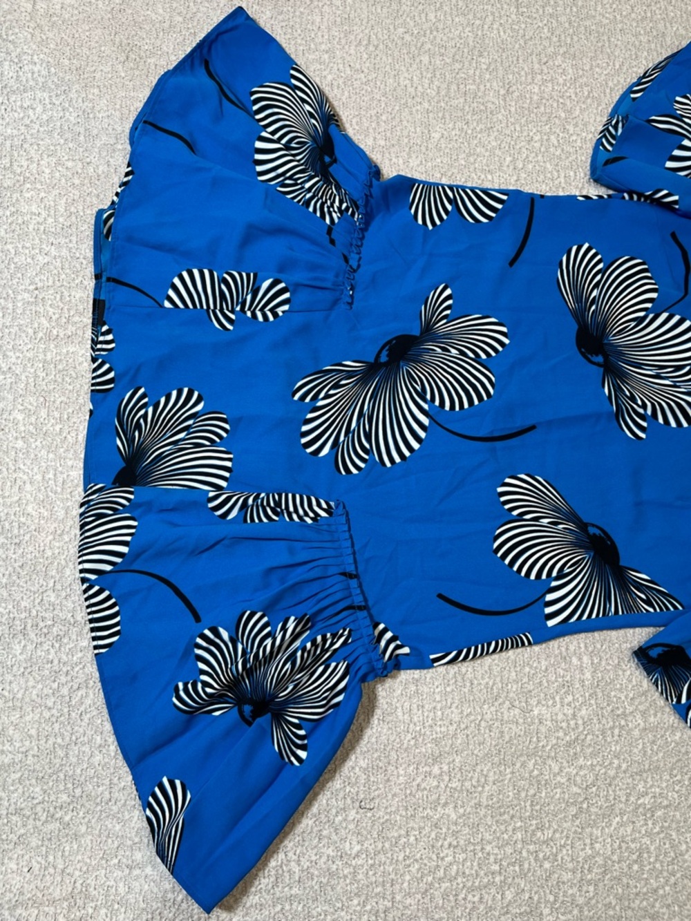 Ann Taylor Factory Blue Poppy Floral Drop Waist Flounce Shift Dress Size 2 - Picture 7 of 16
